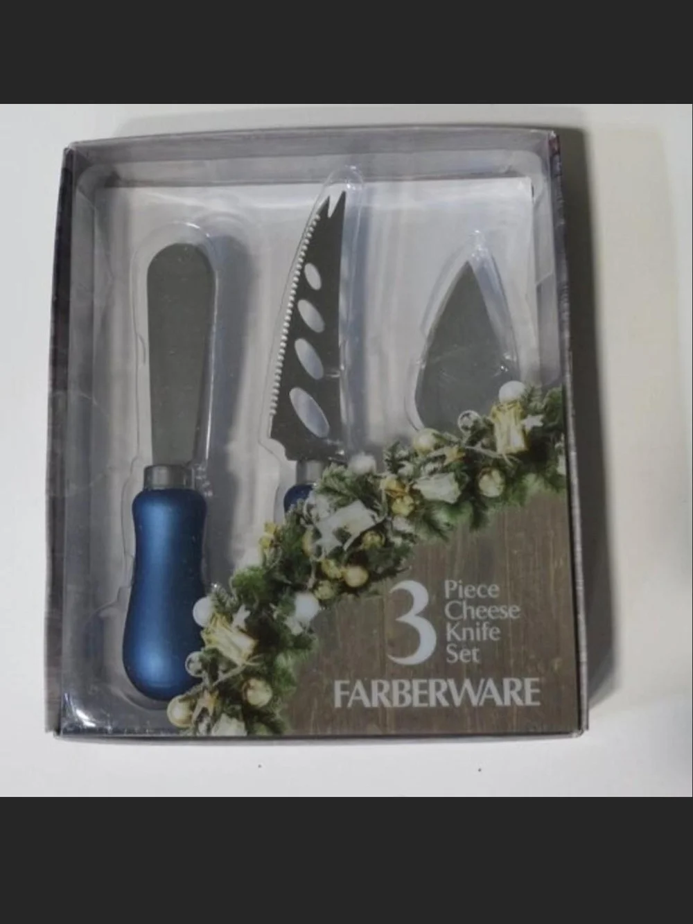 Farberware Blue 3-Piece Cheese Knife Set with Stainless Blades